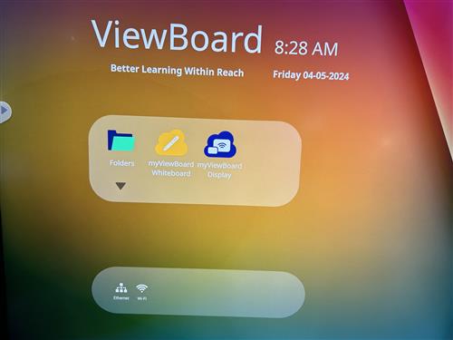 Viewboard applications (Folders, myViewboard Whiteboard, Muviewboard DIsplay)